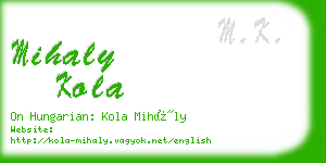 mihaly kola business card